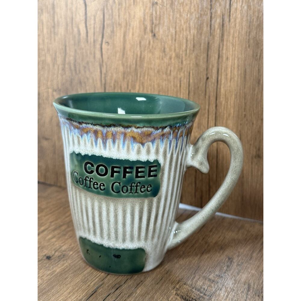 My Cafe Handcrafted Coffee Mug -Green, White
